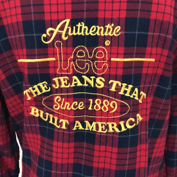 Lee Womens Flannel Buttoned Down Shirt Emblem On Back - Size XL - Picture 6 of 9